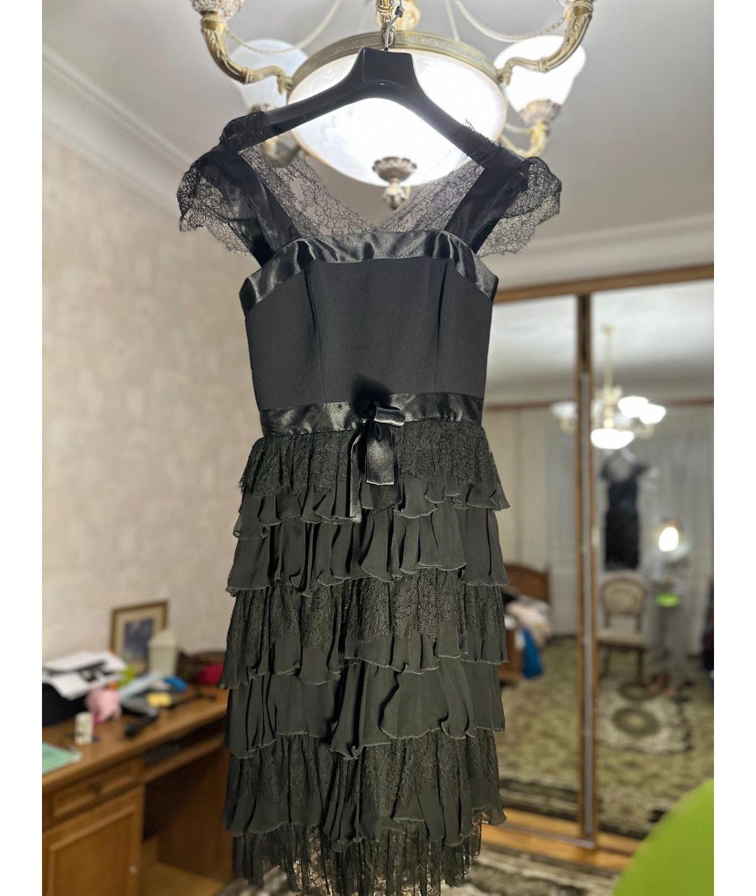 OSCAR DE LA RENTA Черное креповое коктейльное платье, фото 7