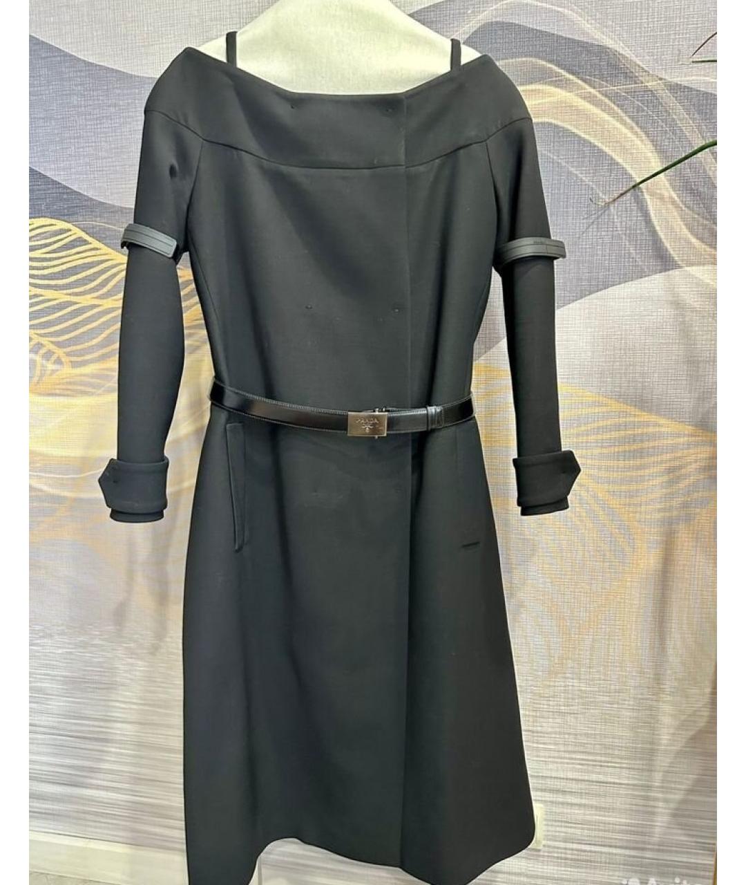 PRADA Черное шерстяное повседневное платье, фото 7