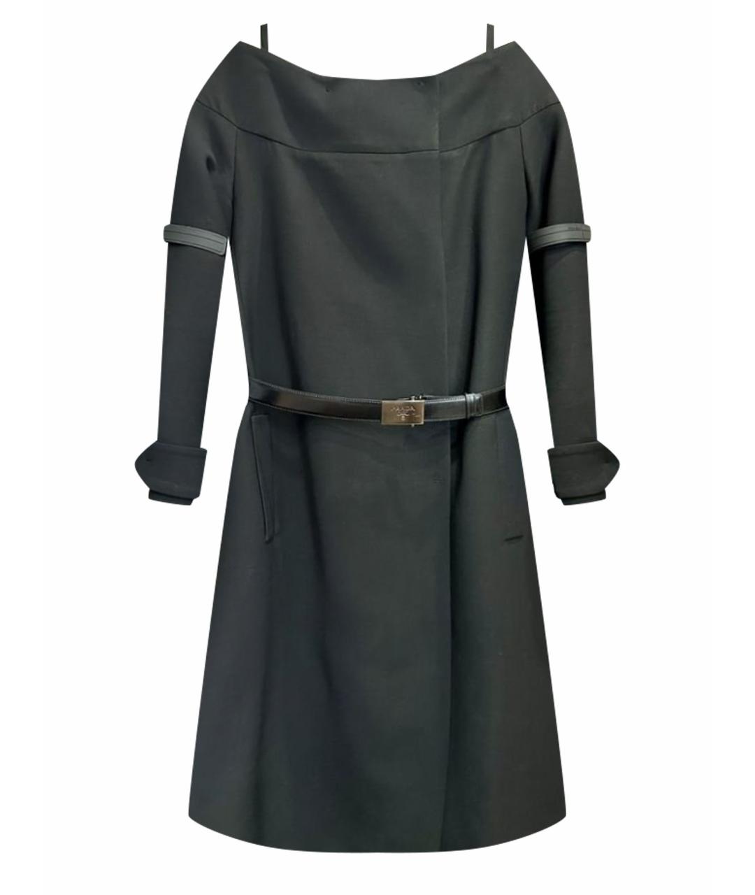 PRADA Черное шерстяное повседневное платье, фото 1