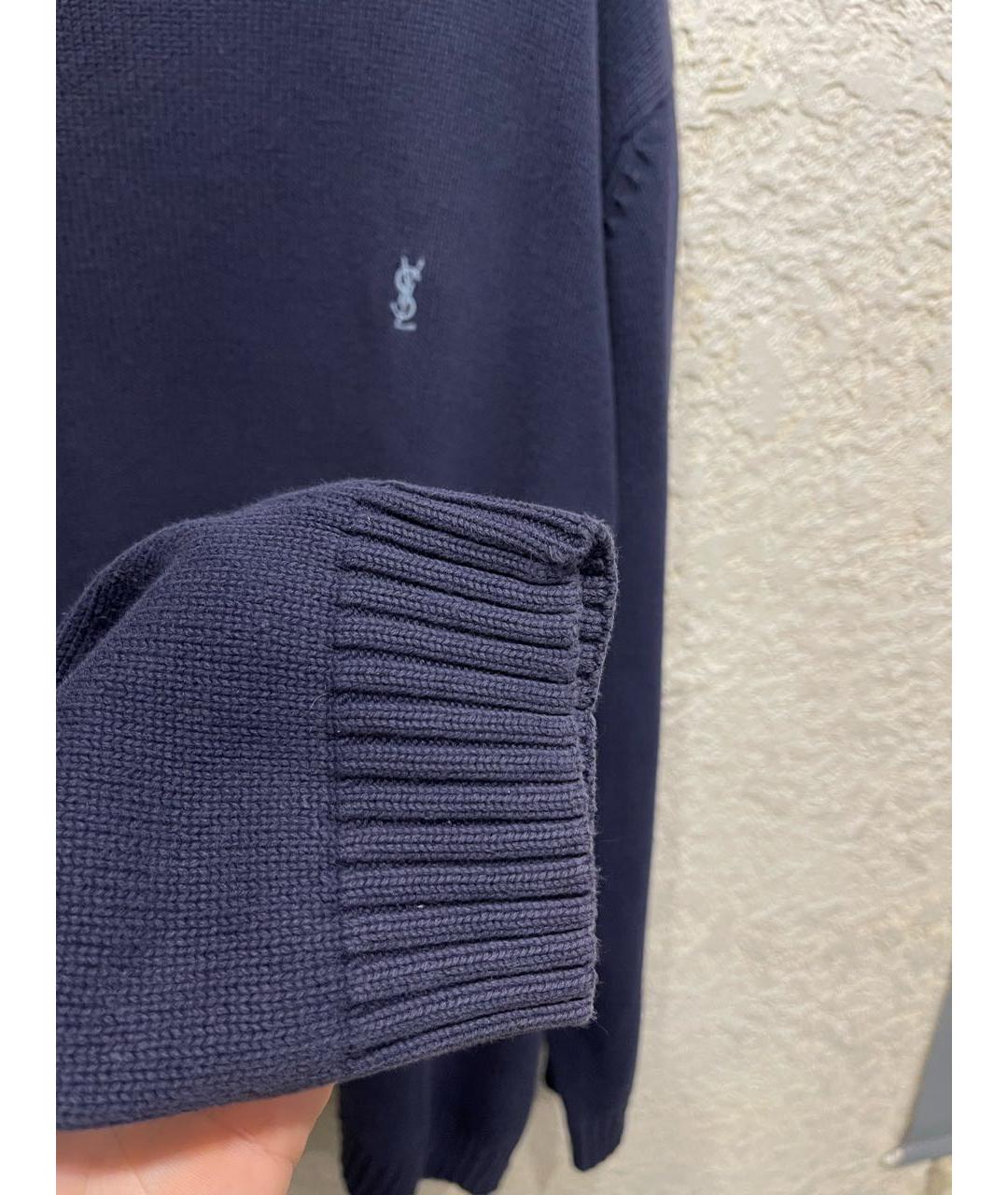 SAINT LAURENT Темно-синий хлопковый джемпер / свитер, фото 5