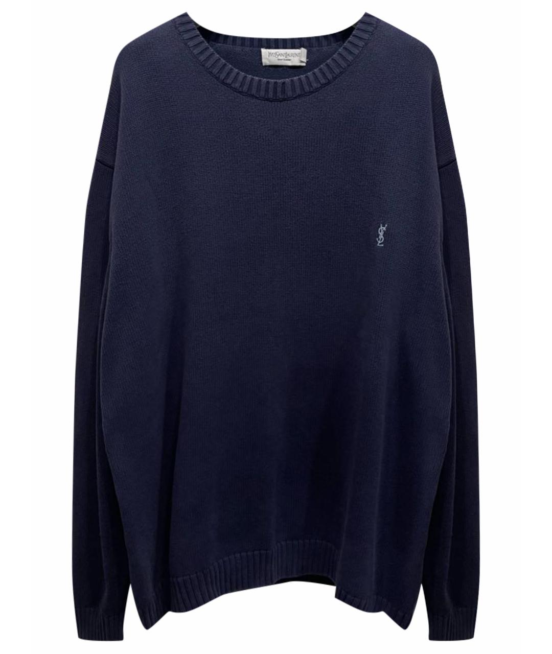 SAINT LAURENT Темно-синий хлопковый джемпер / свитер, фото 1