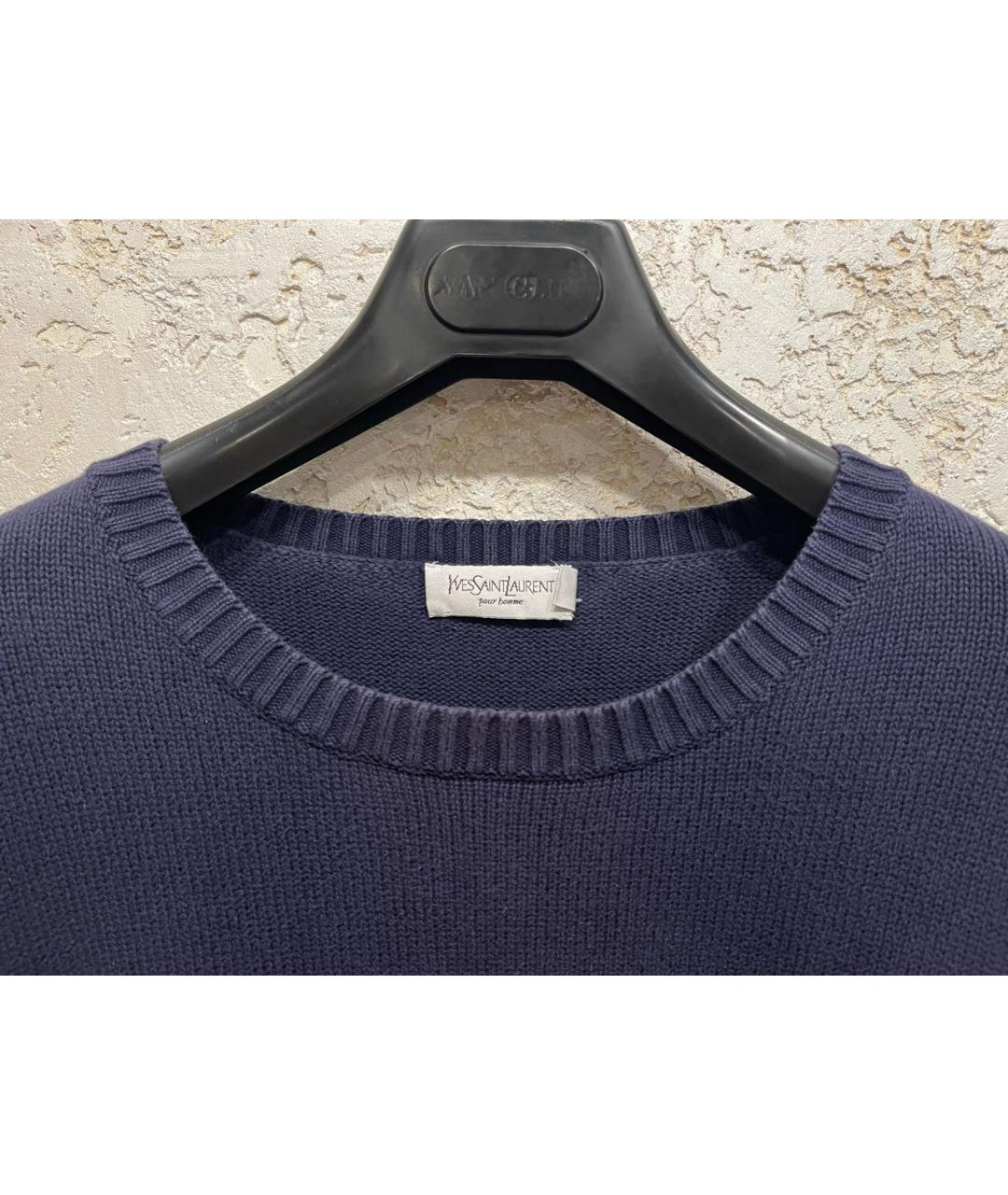 SAINT LAURENT Темно-синий хлопковый джемпер / свитер, фото 3
