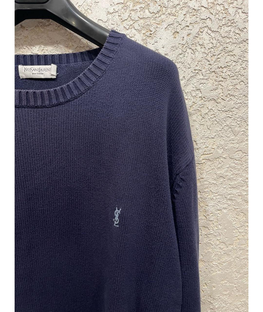 SAINT LAURENT Темно-синий хлопковый джемпер / свитер, фото 4