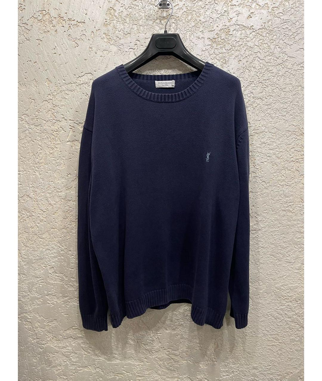 SAINT LAURENT Темно-синий хлопковый джемпер / свитер, фото 9