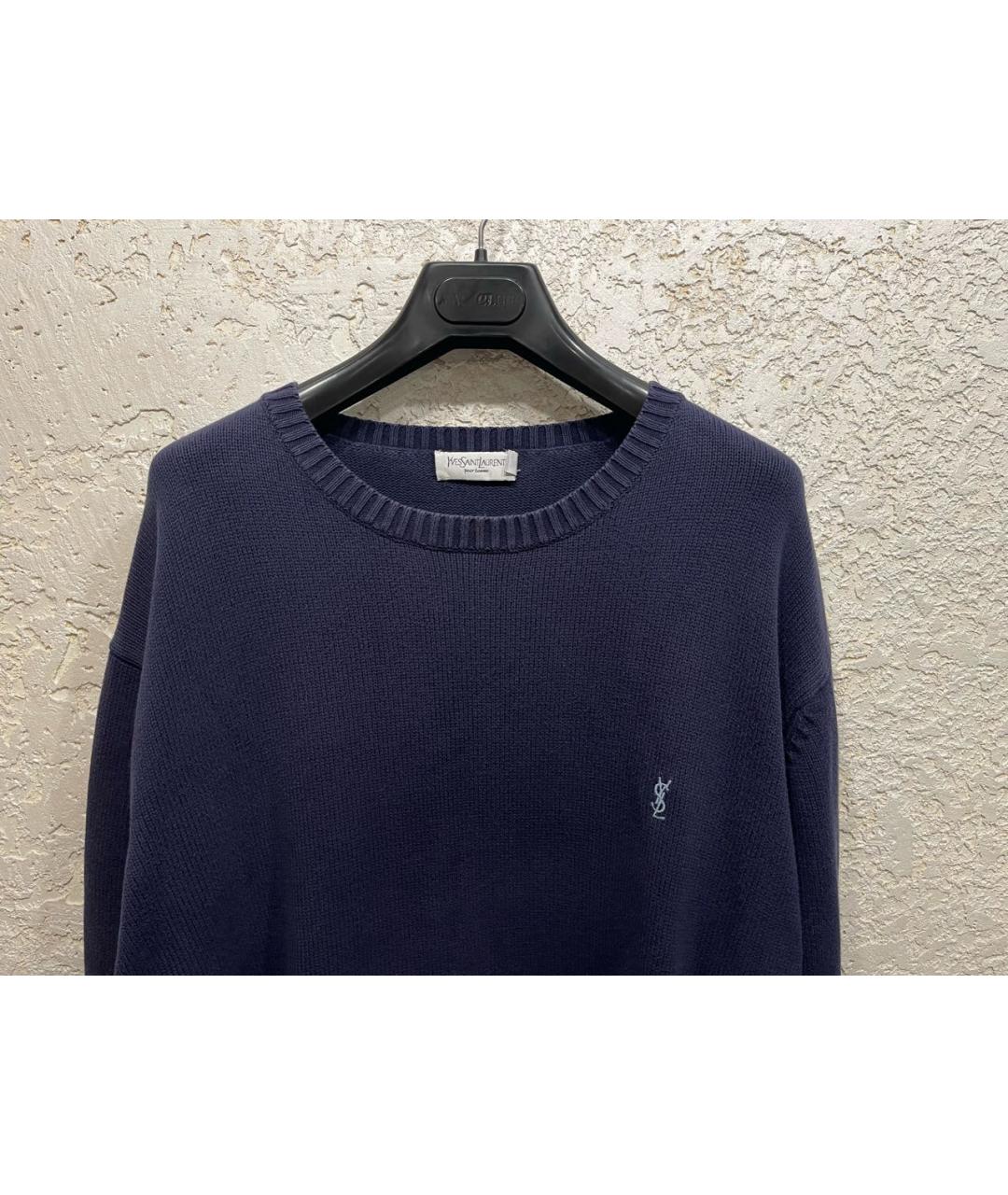SAINT LAURENT Темно-синий хлопковый джемпер / свитер, фото 2