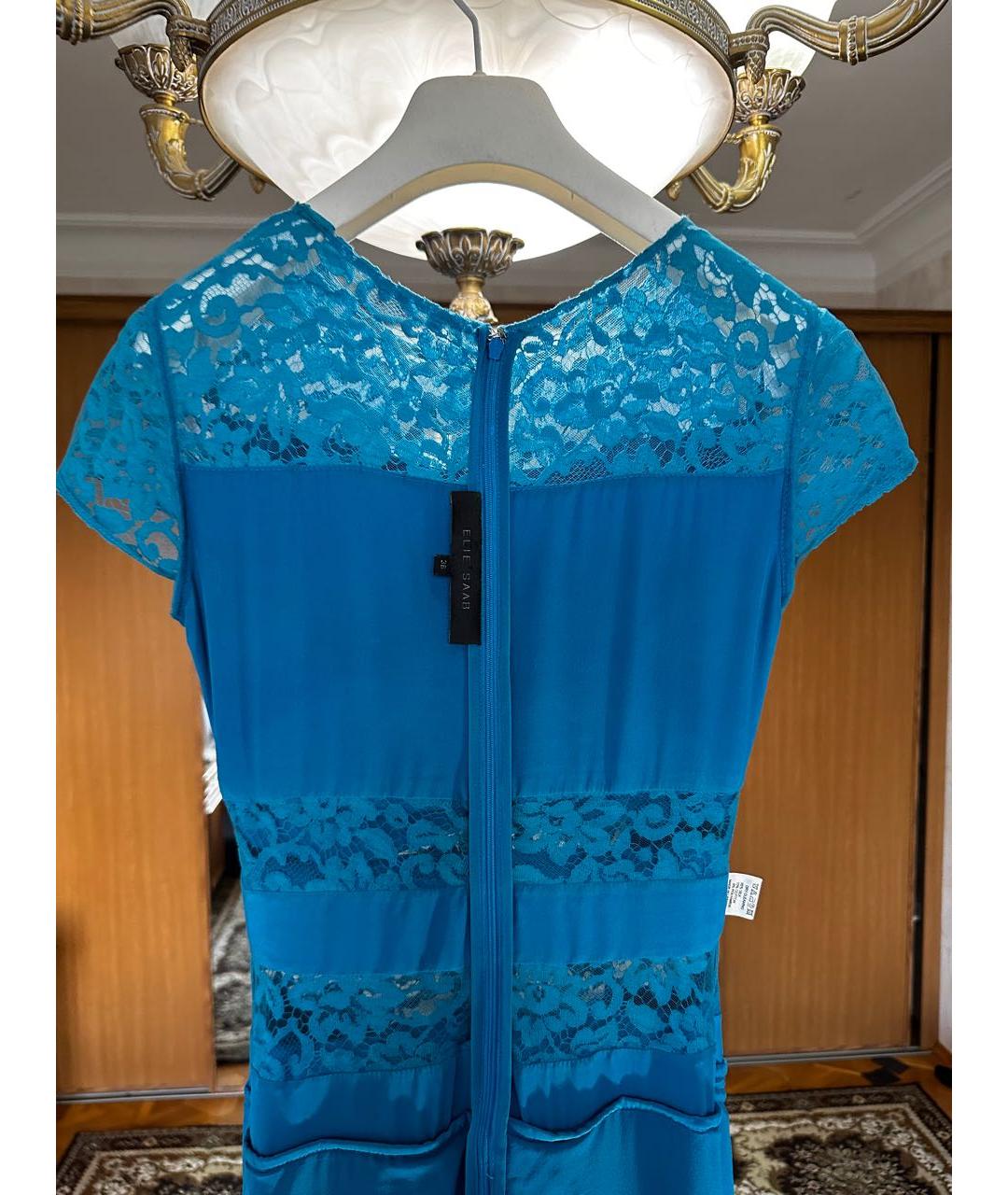 ELIE SAAB Голубое шелковое вечернее платье, фото 3
