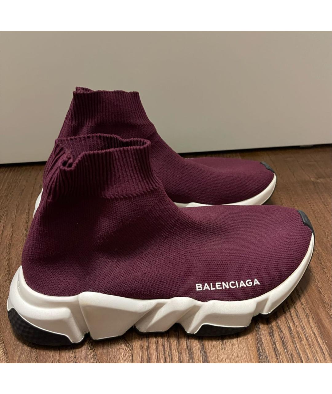 BALENCIAGA Бордовые текстильные кеды, фото 4