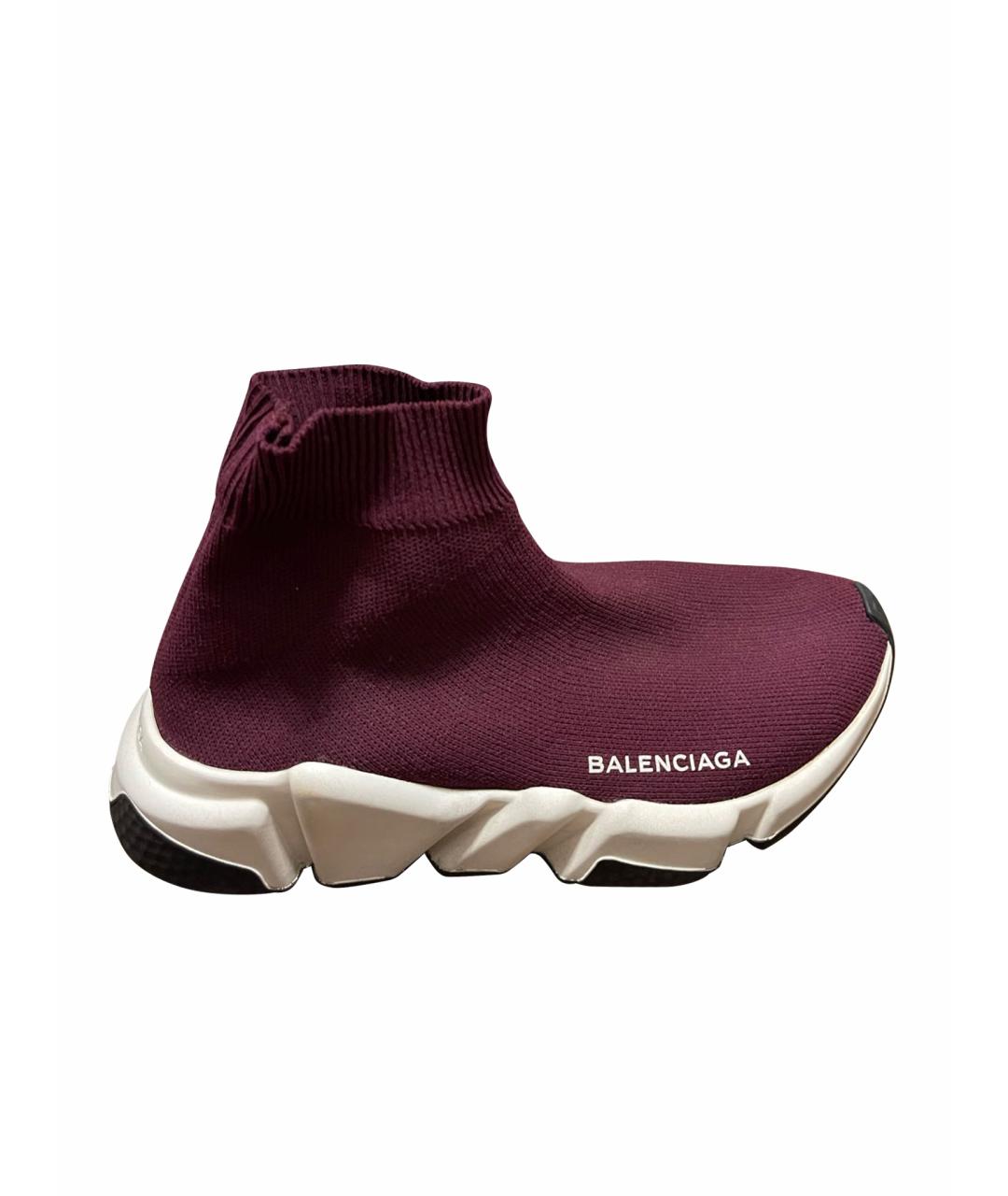 BALENCIAGA Бордовые текстильные кеды, фото 1