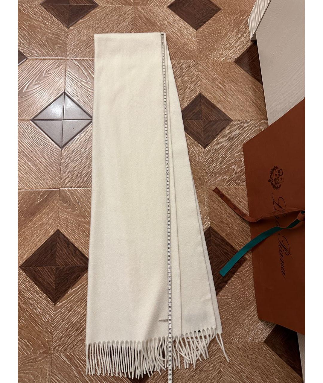 LORO PIANA Белый кашемировый шарф, фото 6