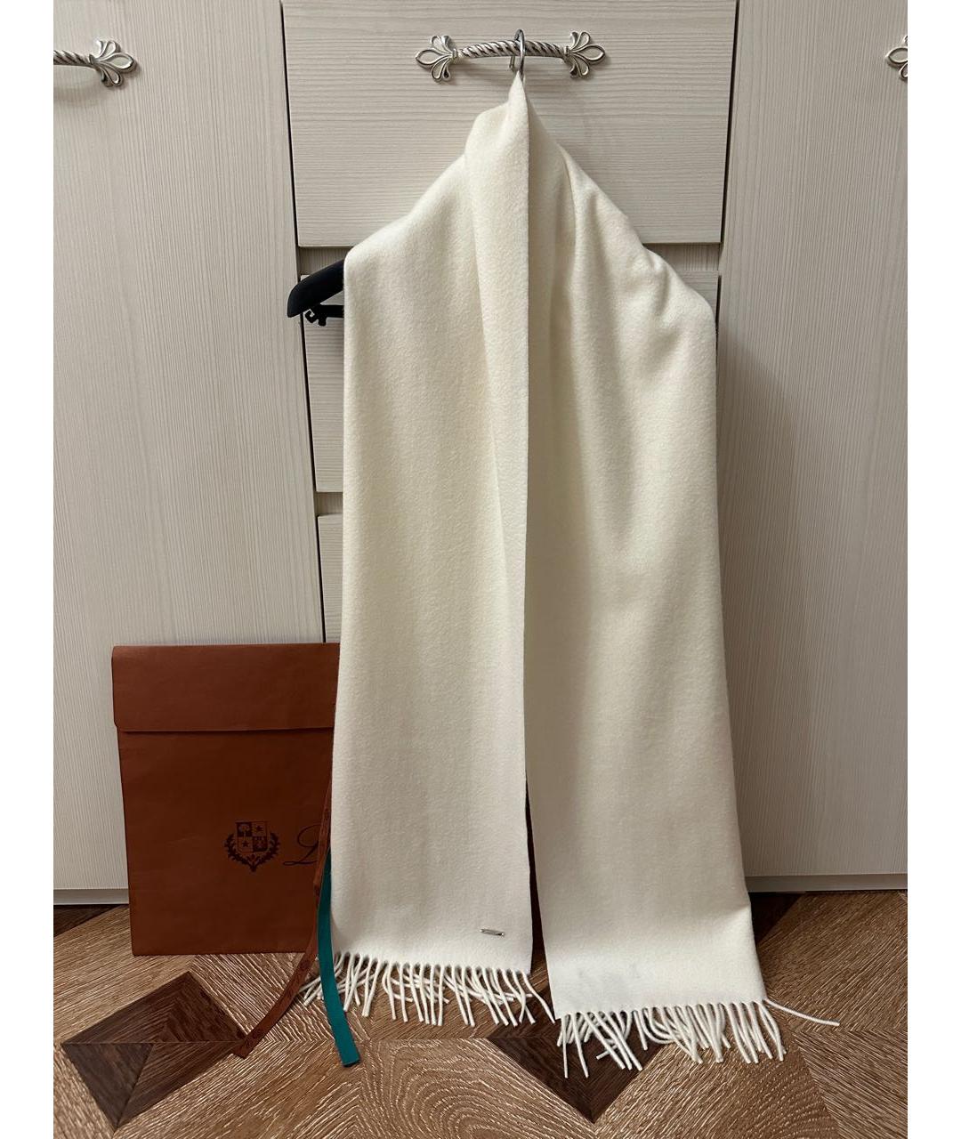 LORO PIANA Белый кашемировый шарф, фото 9