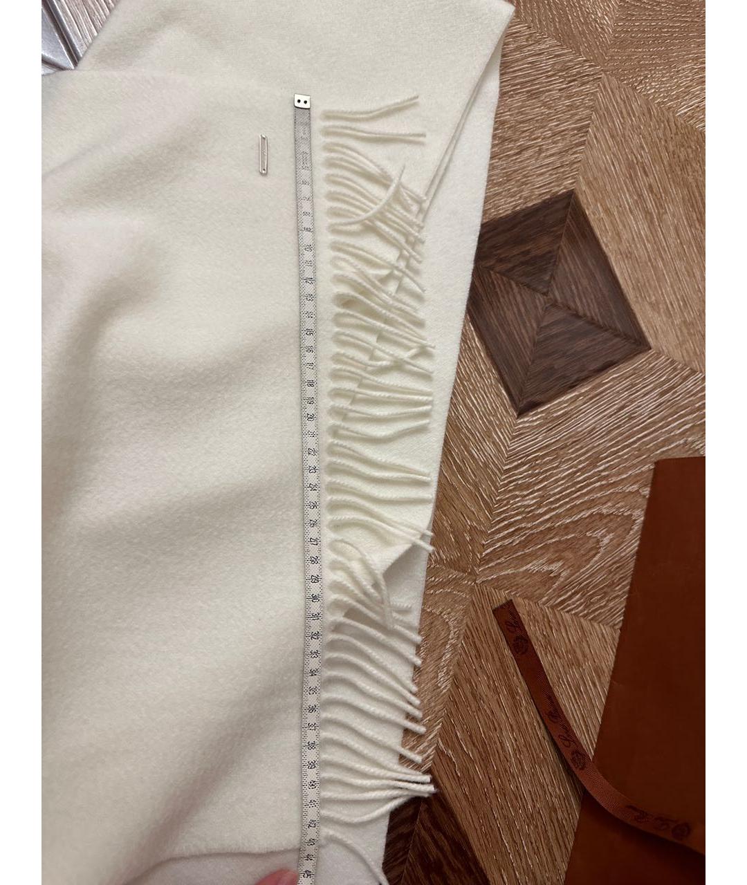 LORO PIANA Белый кашемировый шарф, фото 7