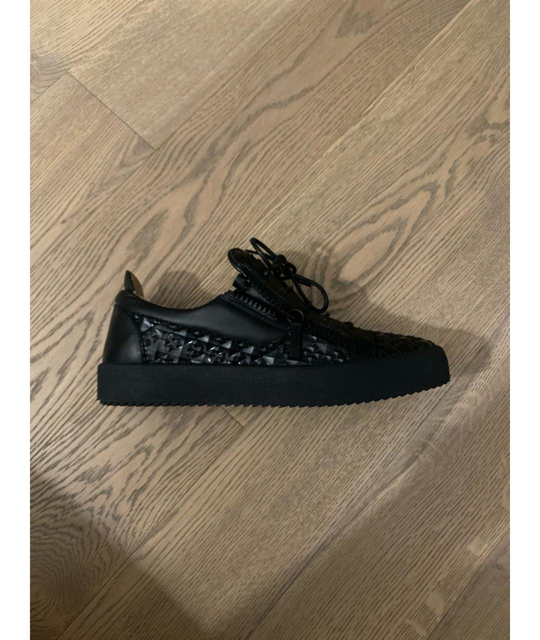 GIUSEPPE ZANOTTI DESIGN Черные кожаные низкие кроссовки / кеды, фото 5