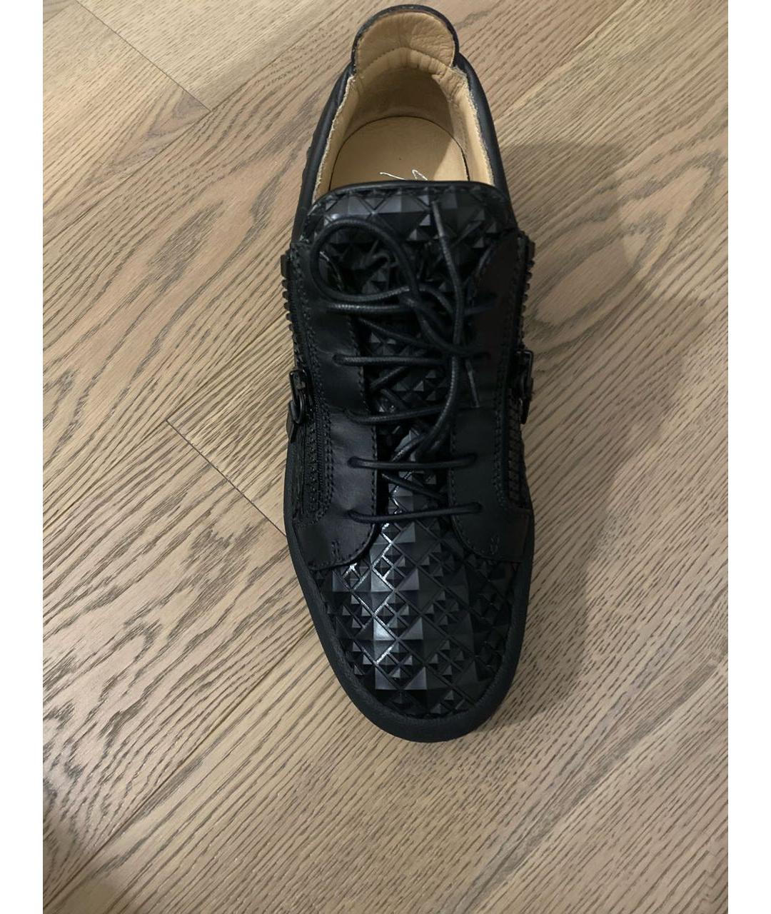 GIUSEPPE ZANOTTI DESIGN Черные кожаные низкие кроссовки / кеды, фото 3