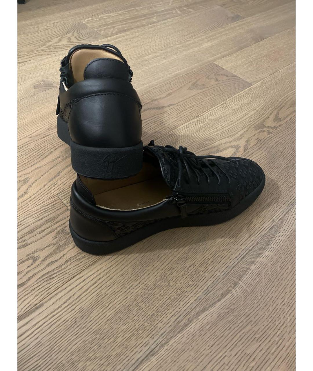 GIUSEPPE ZANOTTI DESIGN Черные кожаные низкие кроссовки / кеды, фото 2