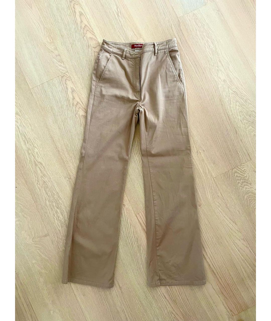 'S MAX MARA Бежевые хлопко-эластановые прямые джинсы, фото 5