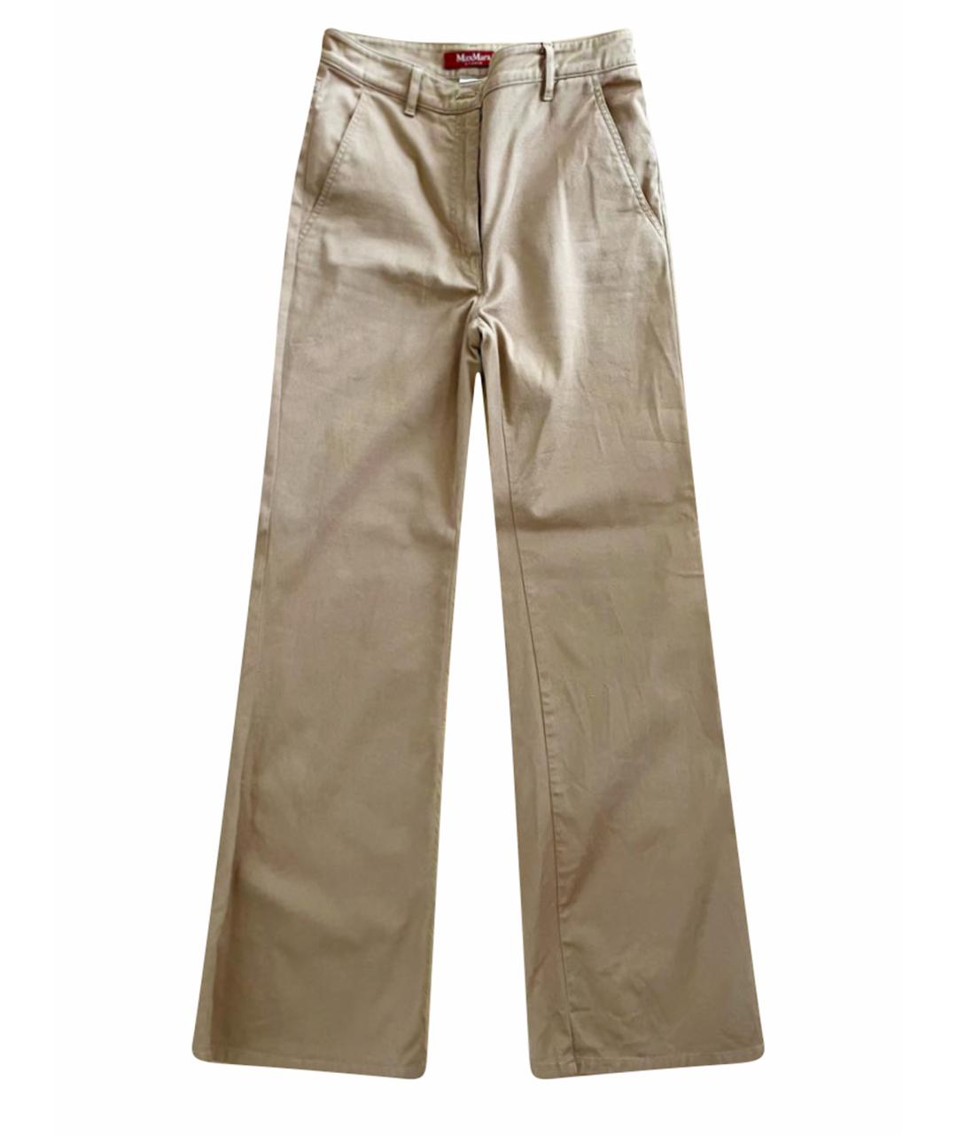 'S MAX MARA Бежевые хлопко-эластановые прямые джинсы, фото 1