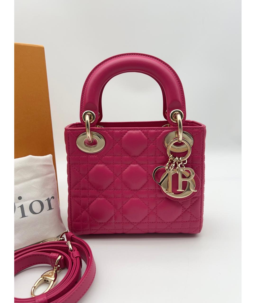 CHRISTIAN DIOR Розовая кожаная сумка с короткими ручками, фото 7