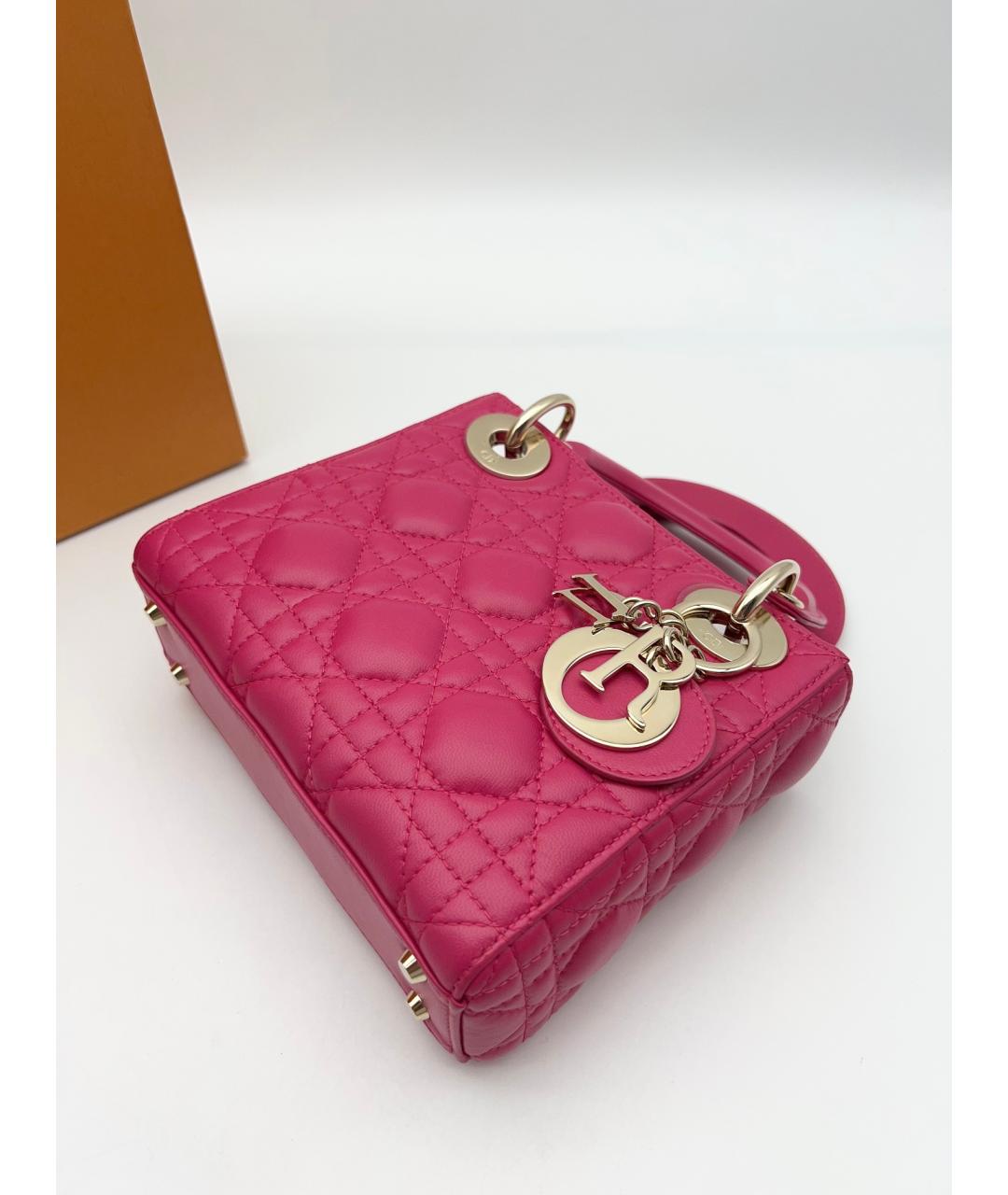 CHRISTIAN DIOR Розовая кожаная сумка с короткими ручками, фото 5