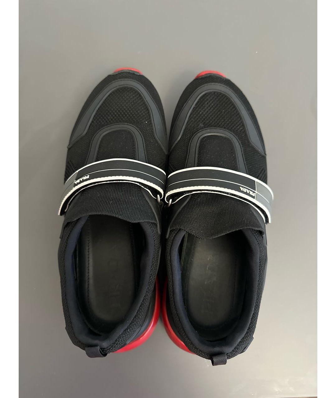 PRADA Черные текстильные низкие кроссовки / кеды, фото 3