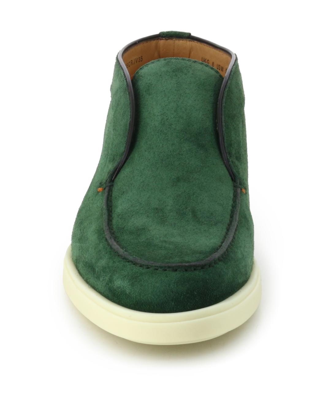 SANTONI Зеленые замшевые низкие ботинки, фото 4