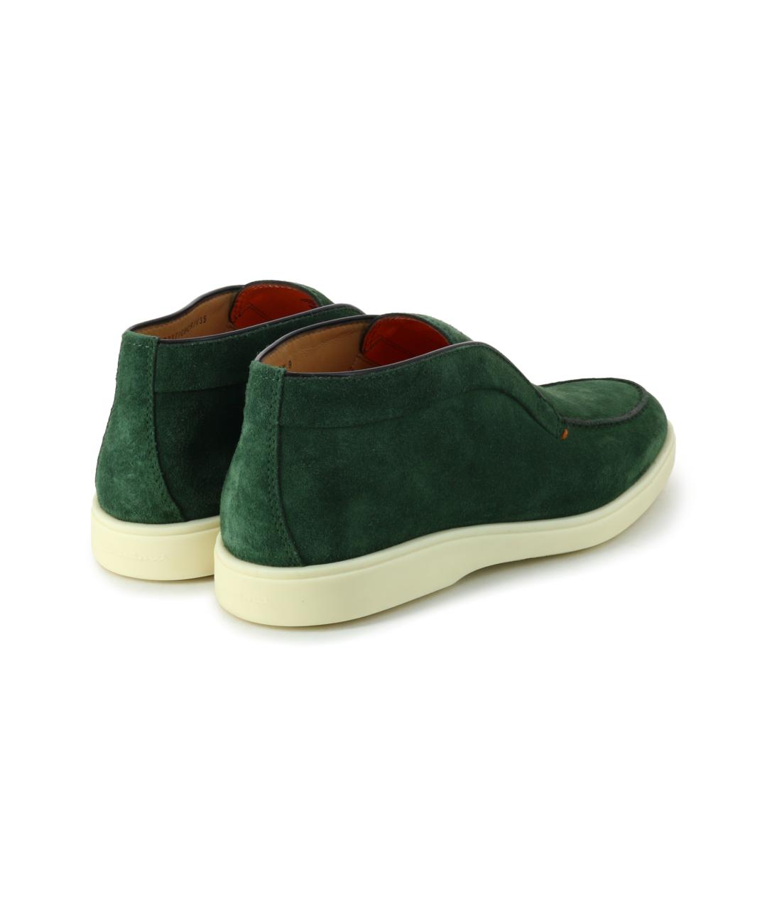 SANTONI Зеленые замшевые низкие ботинки, фото 3