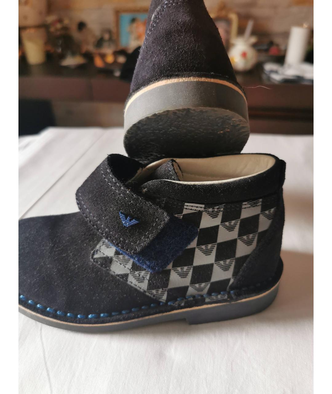 EMPORIO ARMANI KIDS Темно-синие замшевые ботинки, фото 4
