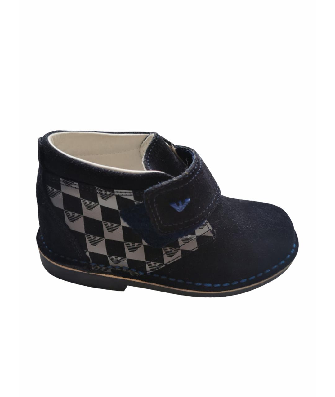 EMPORIO ARMANI KIDS Темно-синие замшевые ботинки, фото 1