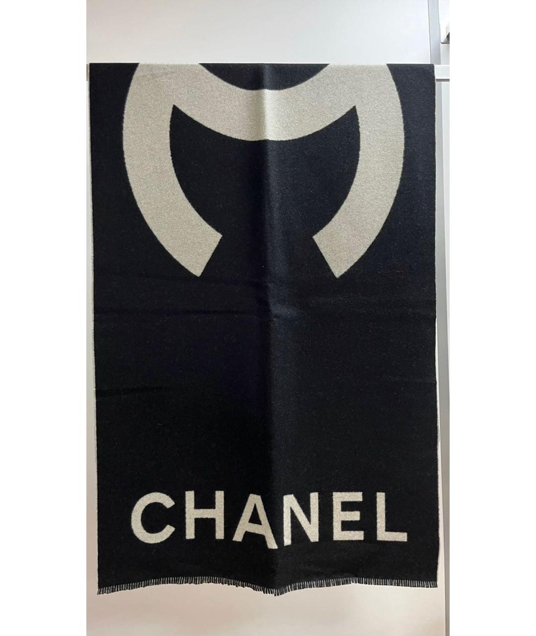 CHANEL Черный кашемировый шарф, фото 2