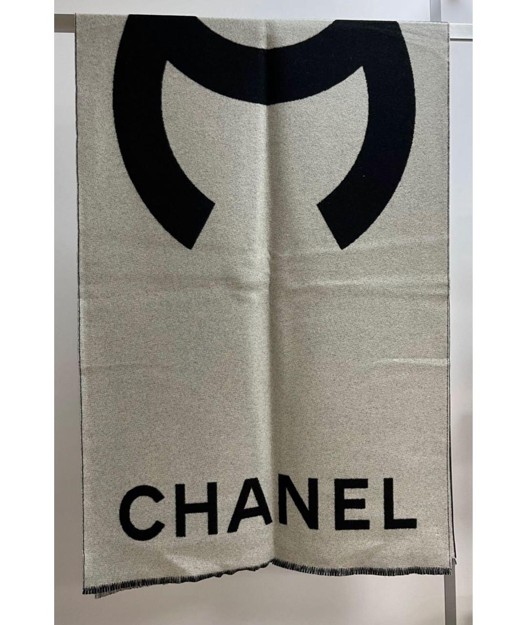 CHANEL Черный кашемировый шарф, фото 5