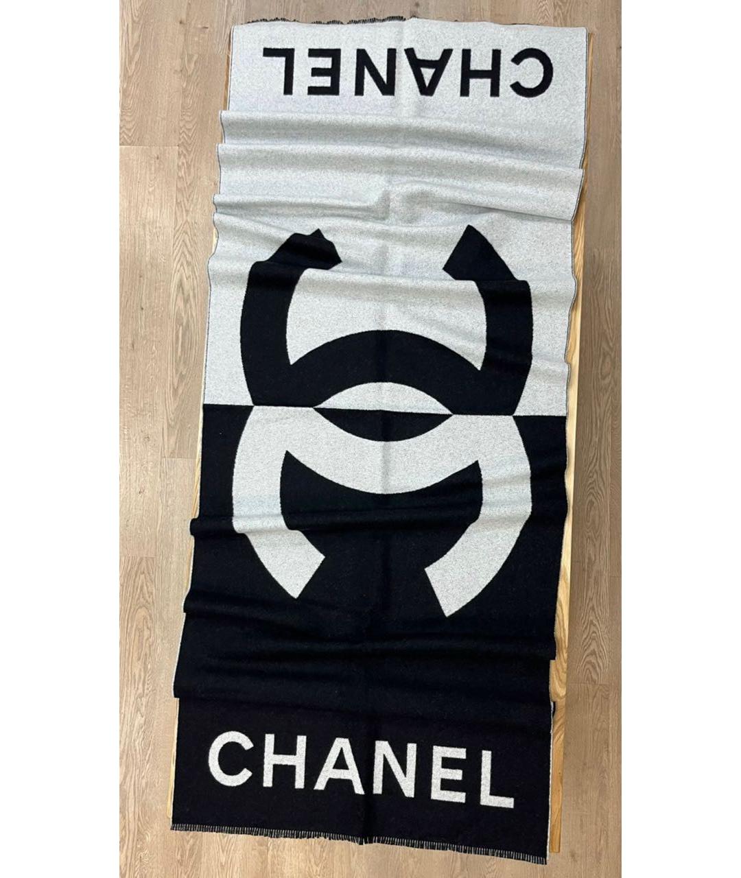 CHANEL Черный кашемировый шарф, фото 8