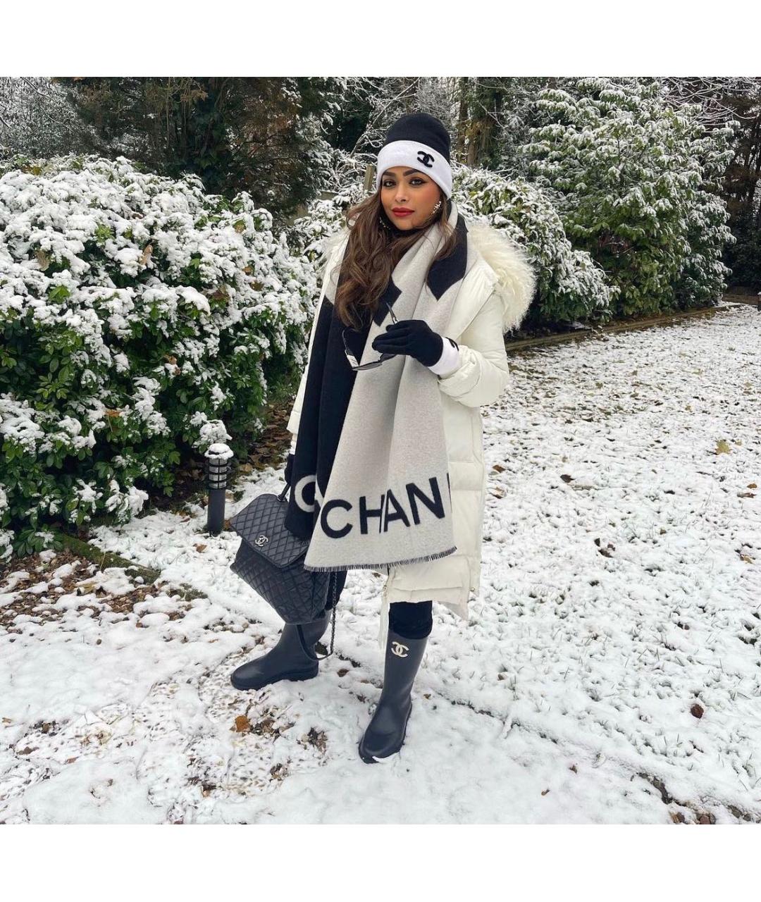 CHANEL Черный кашемировый шарф, фото 7