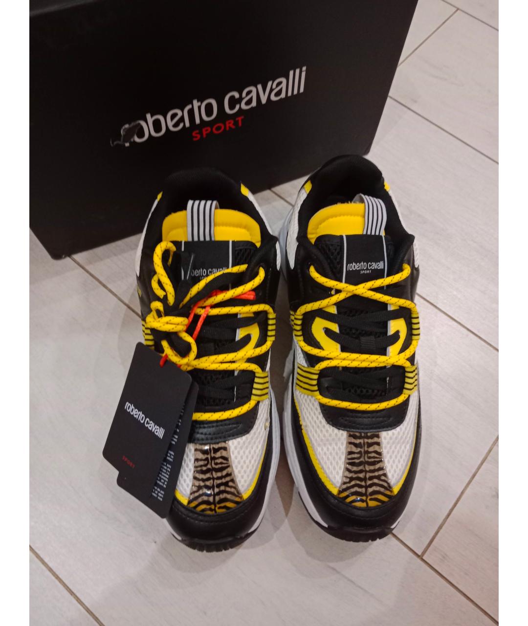 ROBERTO CAVALLI Мульти кожаные низкие кроссовки / кеды, фото 4