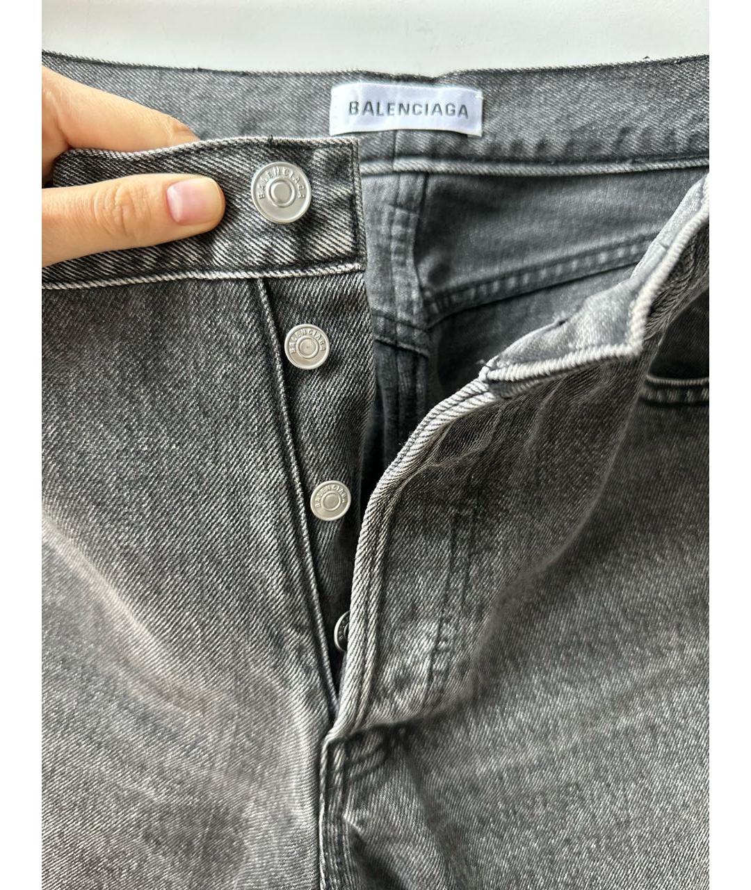 BALENCIAGA Серые хлопковые прямые джинсы, фото 4