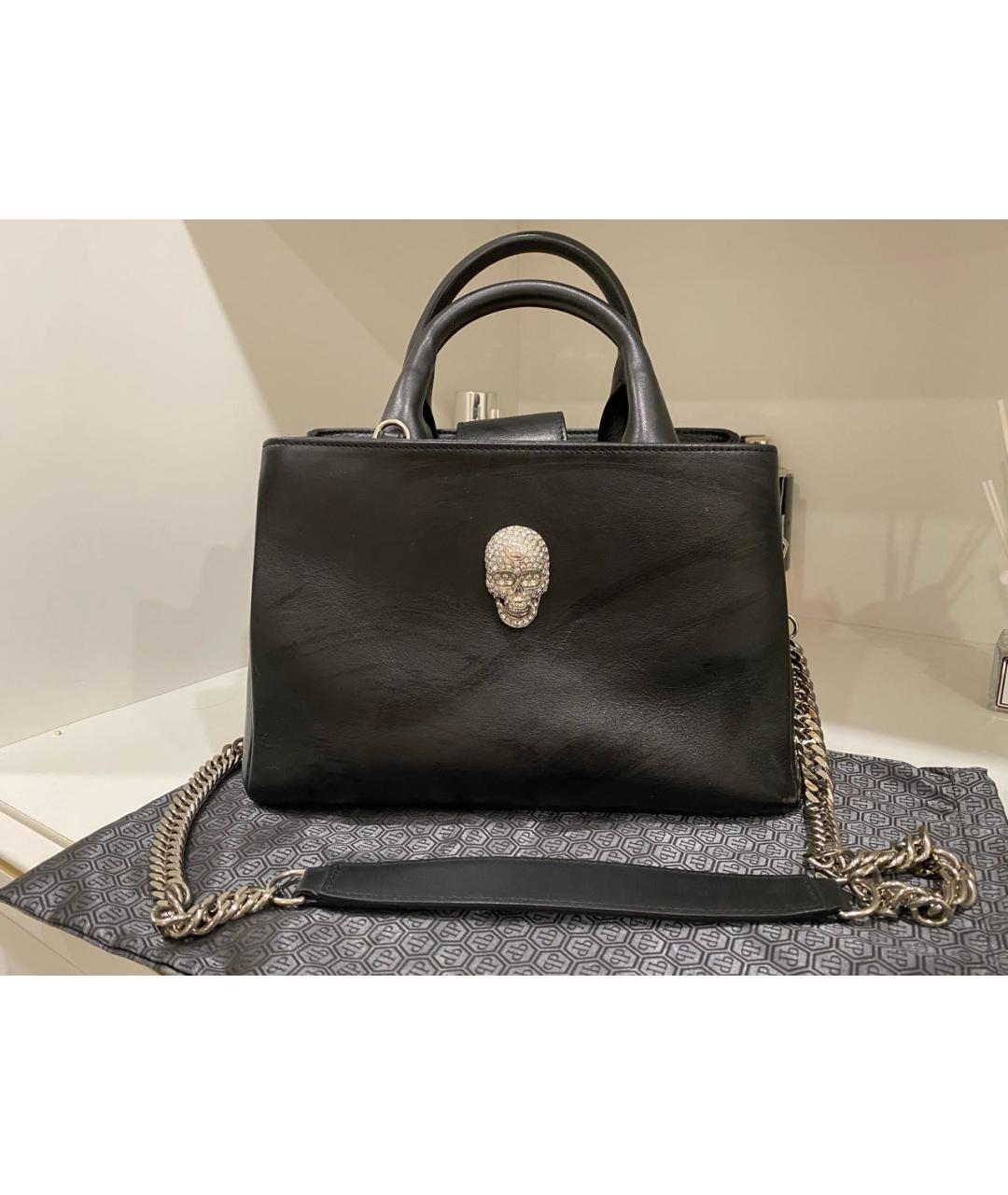 PHILIPP PLEIN Черная кожаная сумка через плечо, фото 9
