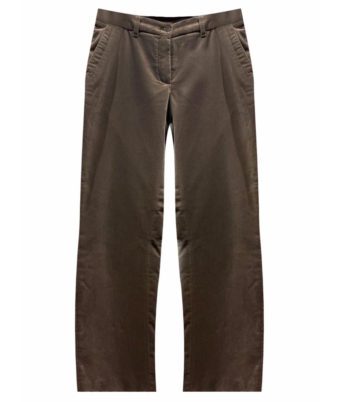 LORO PIANA Коричневые хлопковые прямые брюки, фото 1