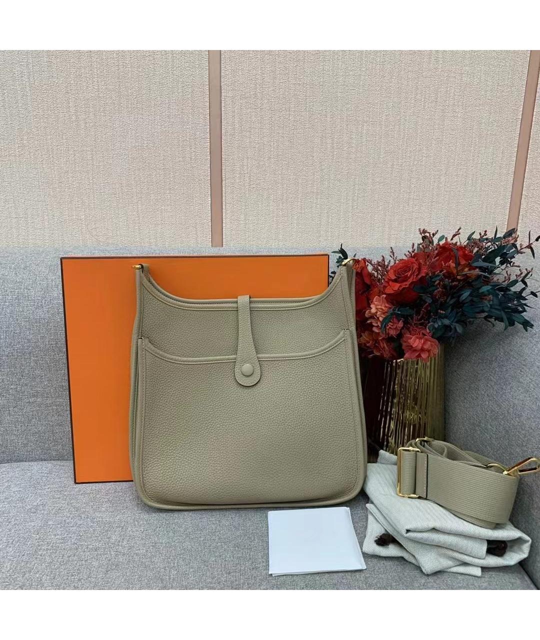 HERMES Бежевая кожаная сумка через плечо, фото 3