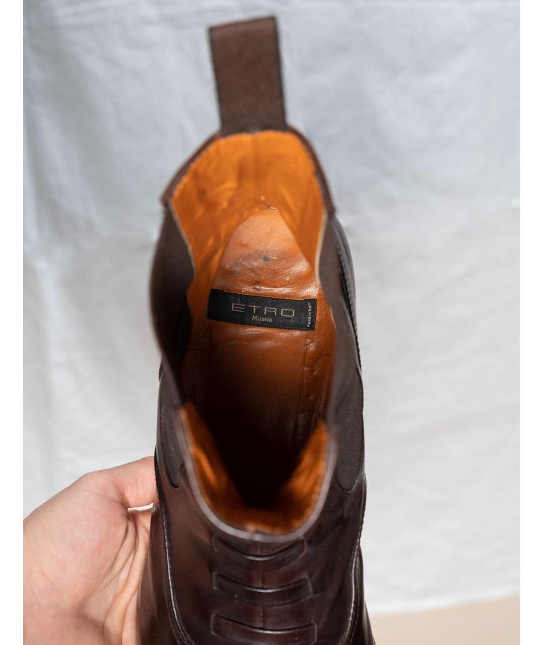ETRO Коричневые кожаные высокие ботинки, фото 8