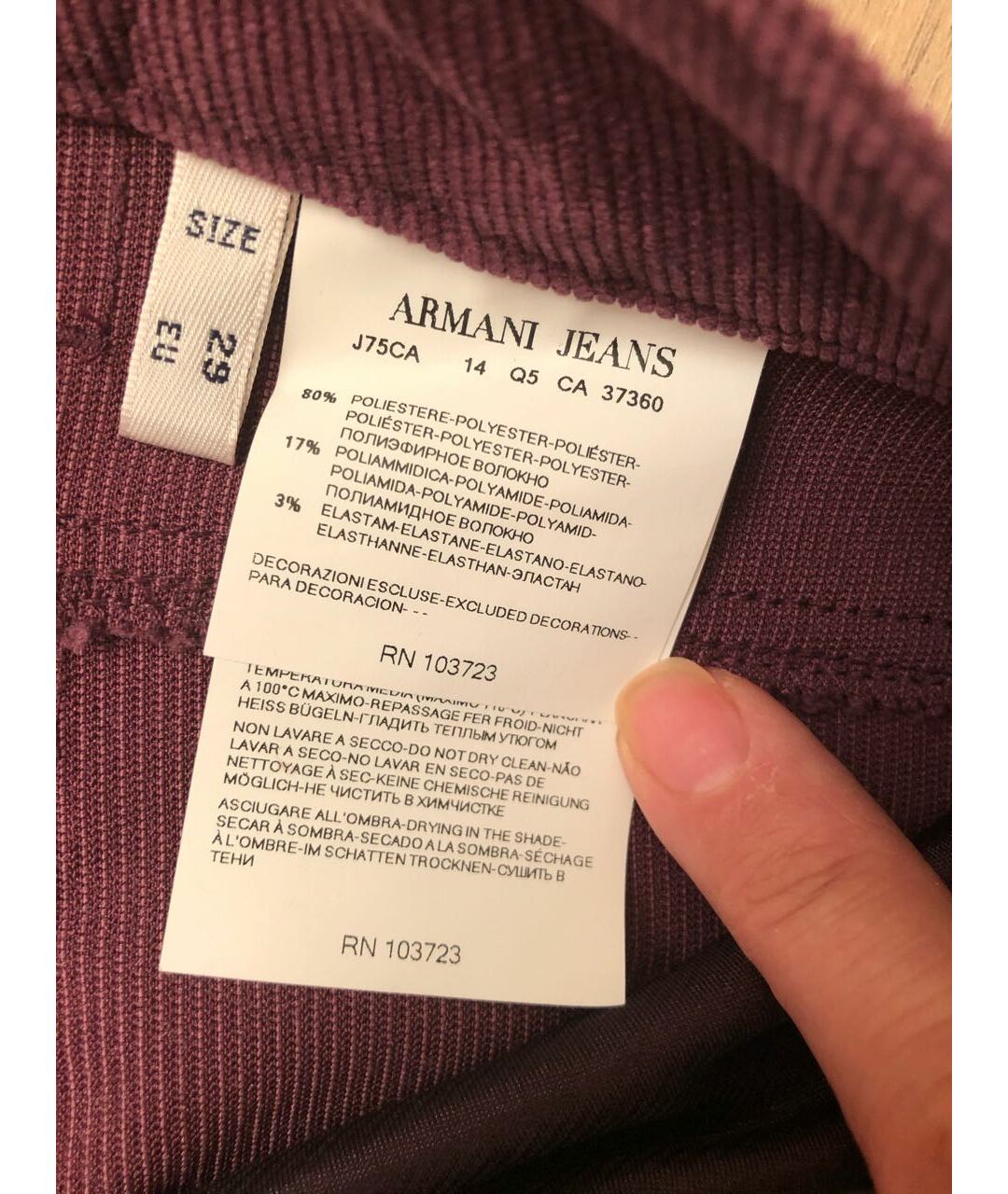 ARMANI JEANS Фиолетовые бархатные бриджи, фото 3