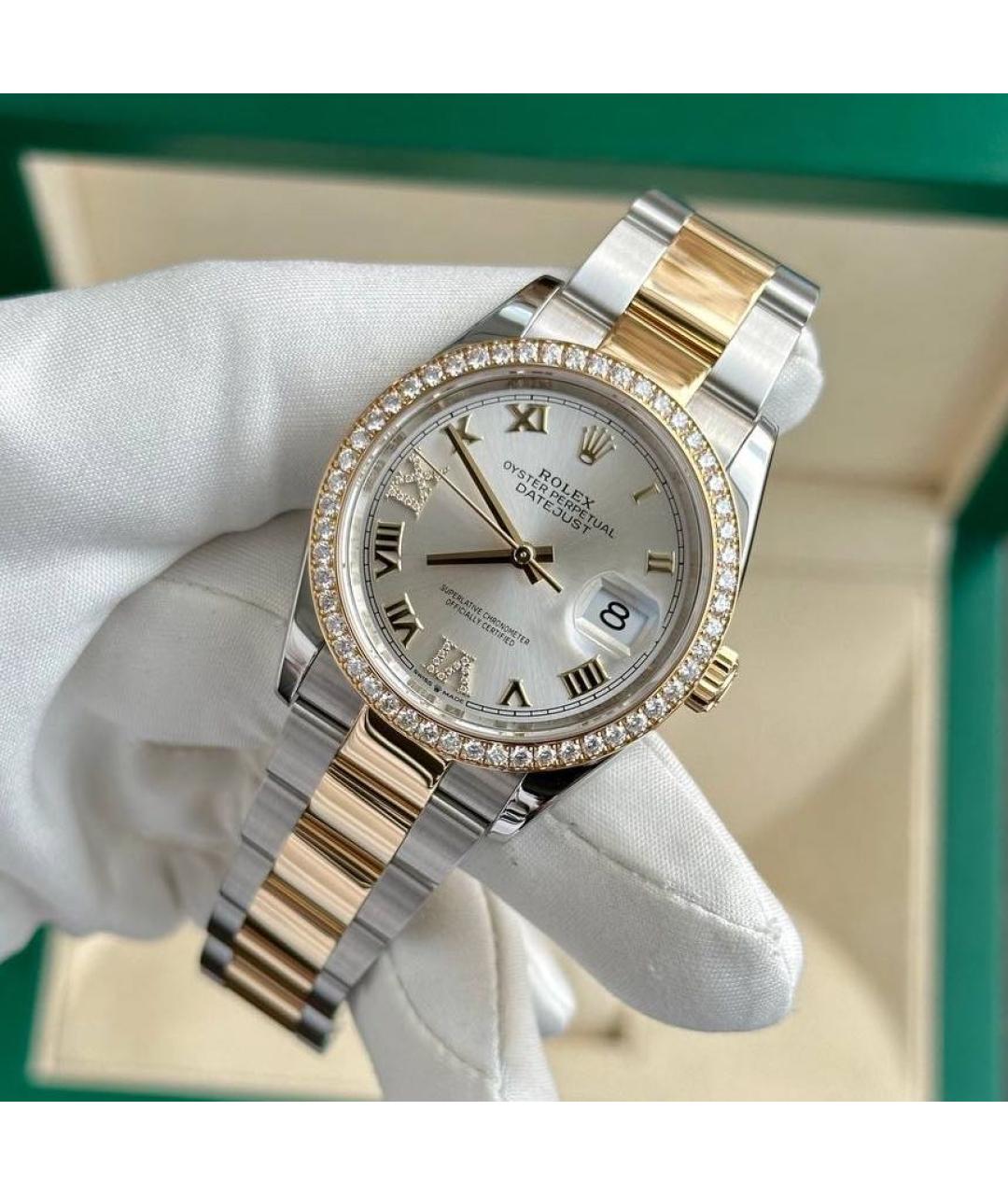 ROLEX Белые часы из желтого золота, фото 5