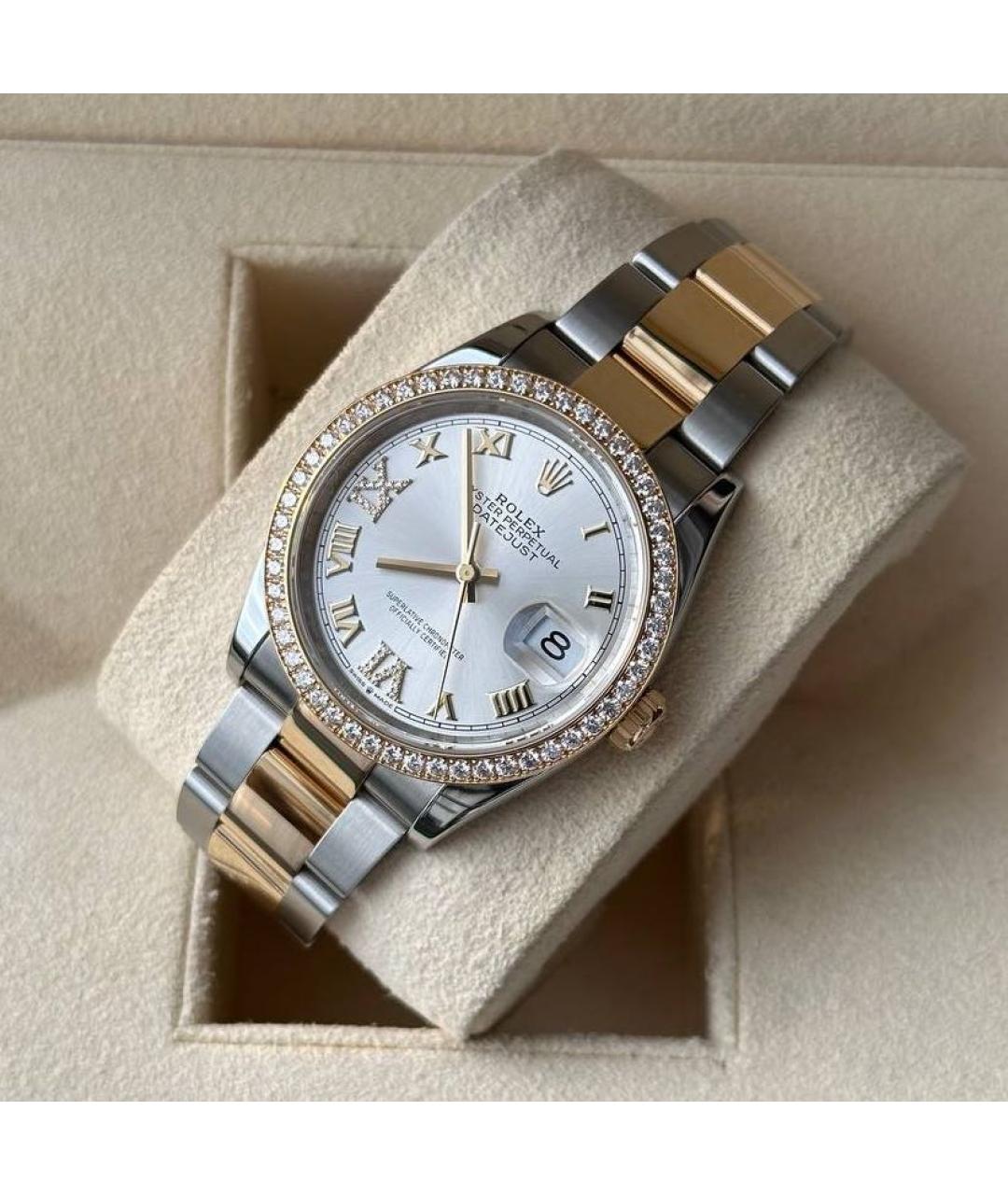 ROLEX Белые часы из желтого золота, фото 4