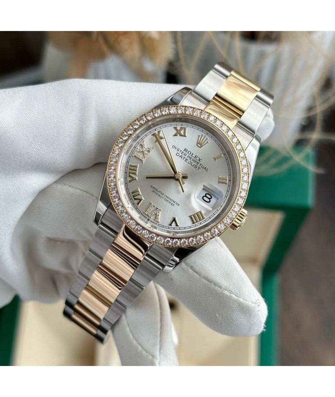ROLEX Белые часы из желтого золота, фото 8