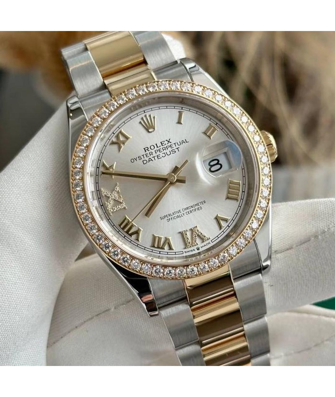 ROLEX Белые часы из желтого золота, фото 6