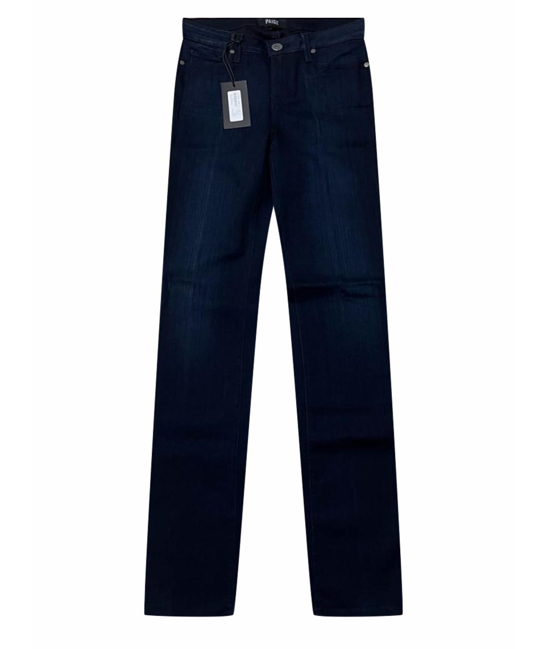 PAIGE Темно-синие хлопко-лиоцелловые джинсы клеш, фото 1