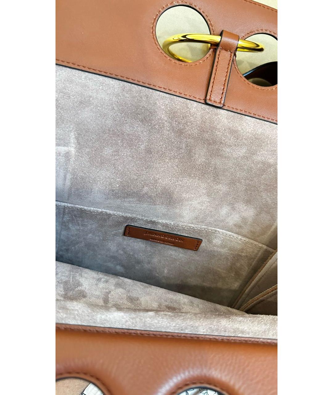 J.W.ANDERSON Коричневая кожаная сумка с короткими ручками, фото 6