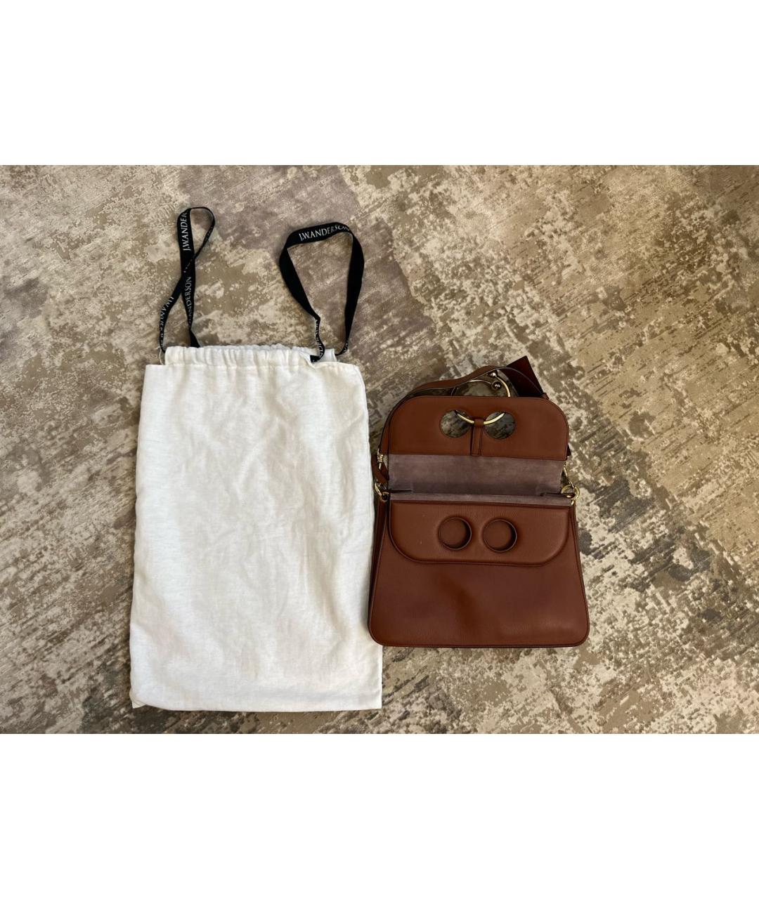 J.W.ANDERSON Коричневая кожаная сумка с короткими ручками, фото 5