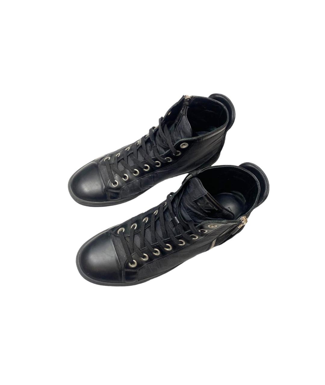 LOUIS VUITTON PRE-OWNED Черные кожаные высокие кроссовки / кеды, фото 5