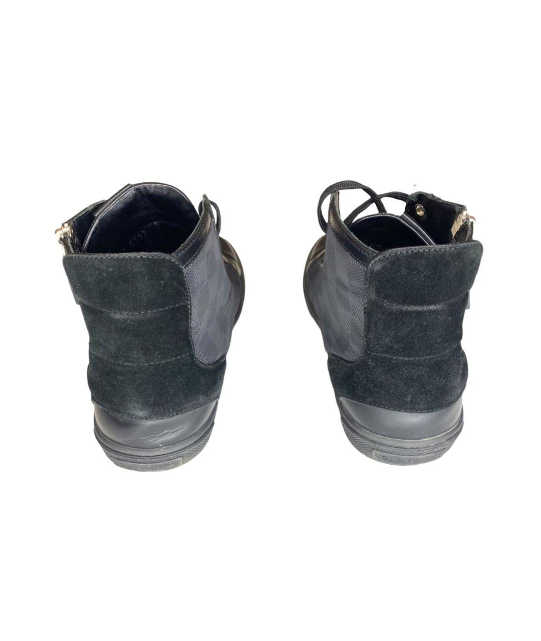 LOUIS VUITTON PRE-OWNED Черные кожаные высокие кроссовки / кеды, фото 4