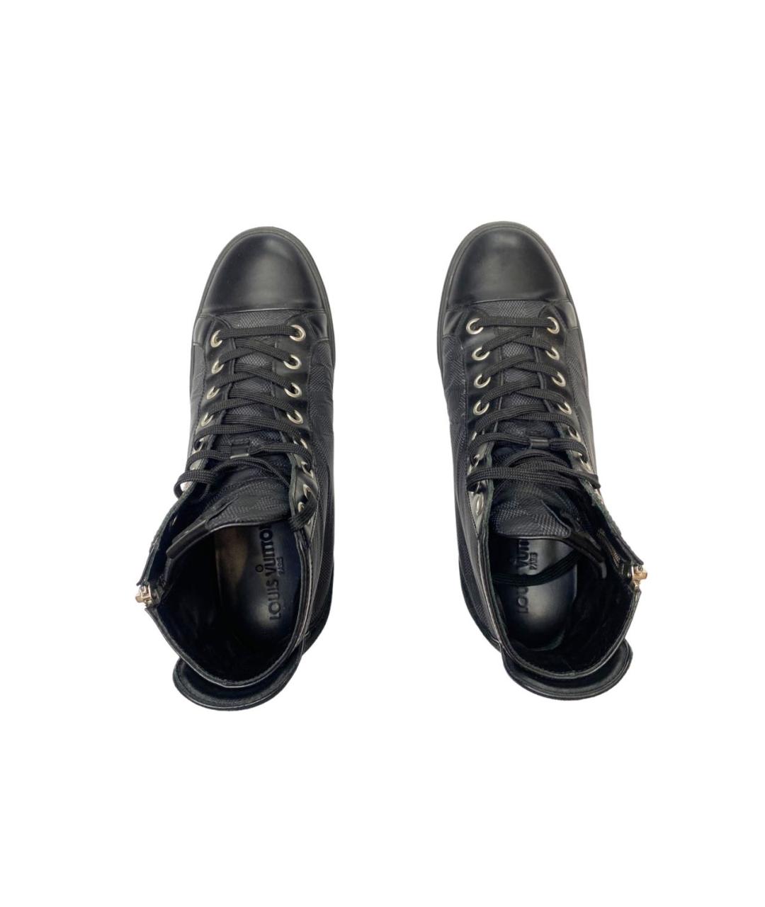 LOUIS VUITTON PRE-OWNED Черные кожаные высокие кроссовки / кеды, фото 3