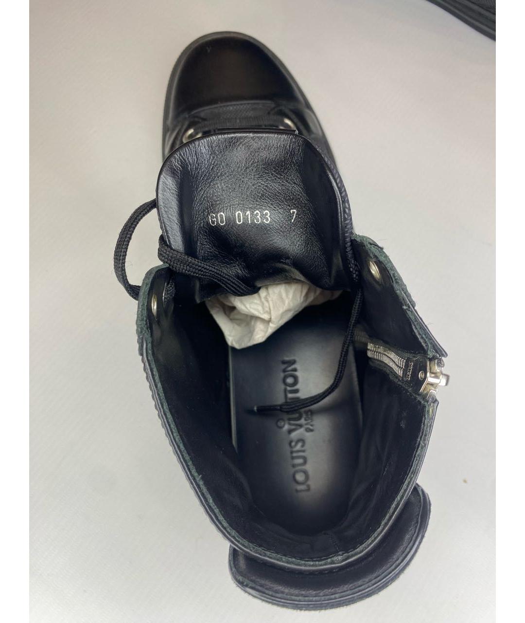 LOUIS VUITTON PRE-OWNED Черные кожаные высокие кроссовки / кеды, фото 6
