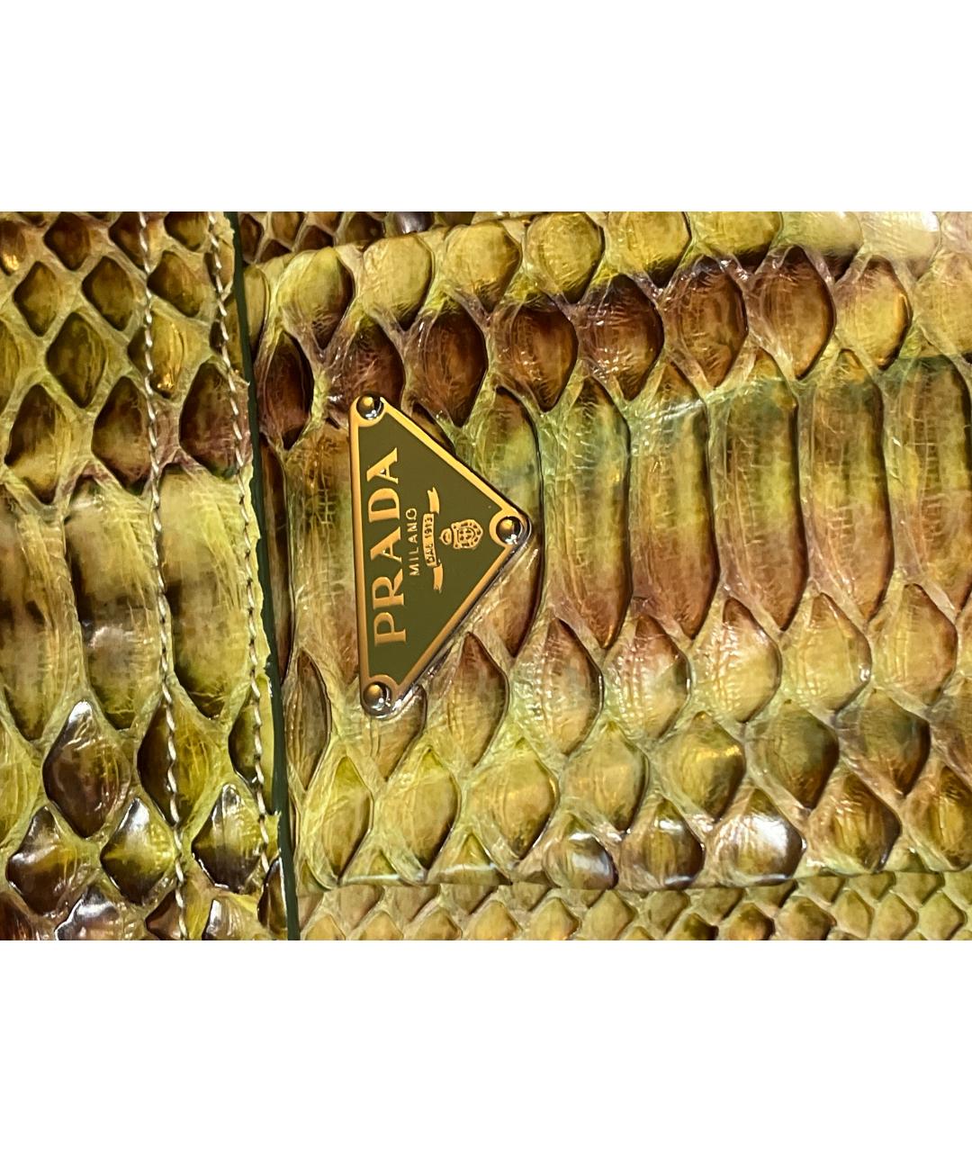 PRADA VINTAGE Зеленая сумка через плечо из экзотической кожи, фото 8